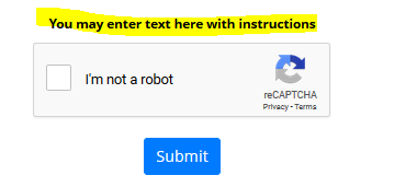 A screenshot from REDCap shows the REDCaptcha "I'm not a robot" checkbox with sample instruction text appearing above the checkbox and CAPTCHA logo.